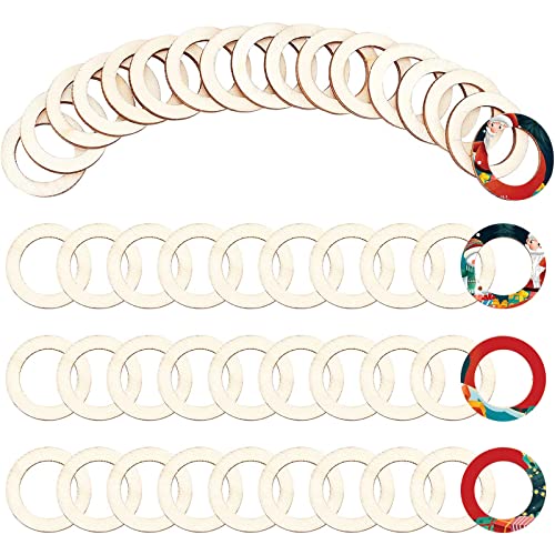 NBEADS 100 anneaux bois 30mm naturel non finis