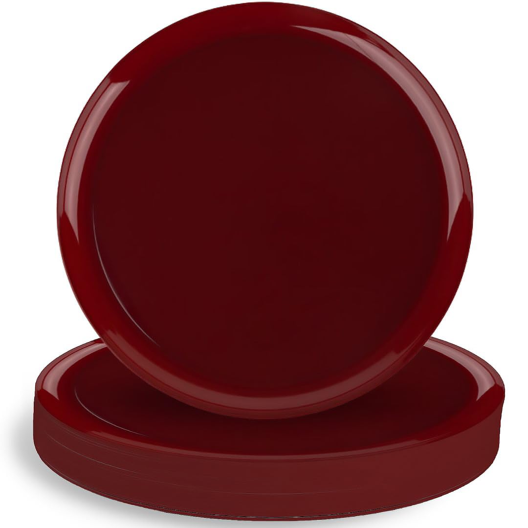 Blue SkyEdge Collection Cranberry Red Plastic Plates 8.6" - 10 Count, Stylish & Sturdy Disposable Dinnerware for Parties, Events, and Occasions