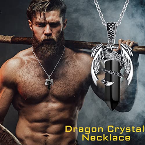 Yinkin 12 Pcs Dragon Necklace for Men Women Crystal Stone Necklace Dragon Wrapped Pendant Chakra Reiki Gemstone jewelry4