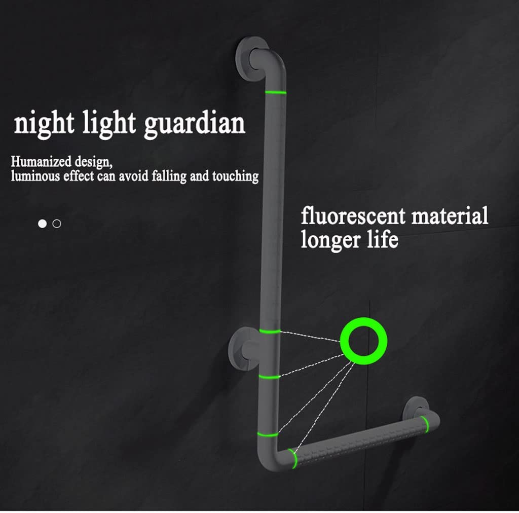 Barras de Apoyo en Forma de L para bañeras y duchas, Barras de Apoyo de Acero Inoxidable en ángulo Vertical con círculos Luminosos, pasamanos de baño Antideslizantes para