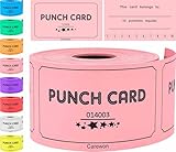 Carewon 250 Punch Cards, Pink (1 of 8 Colors), Incentive & Loyalty Reward Cards for Classroom, Business, Gym, Salon & More