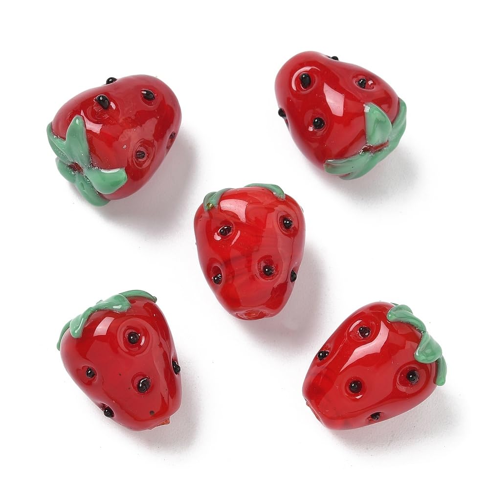 Perles ondulées en forme de fraise en verre pour sublimer vos boucles d'oreilles d'été fait main