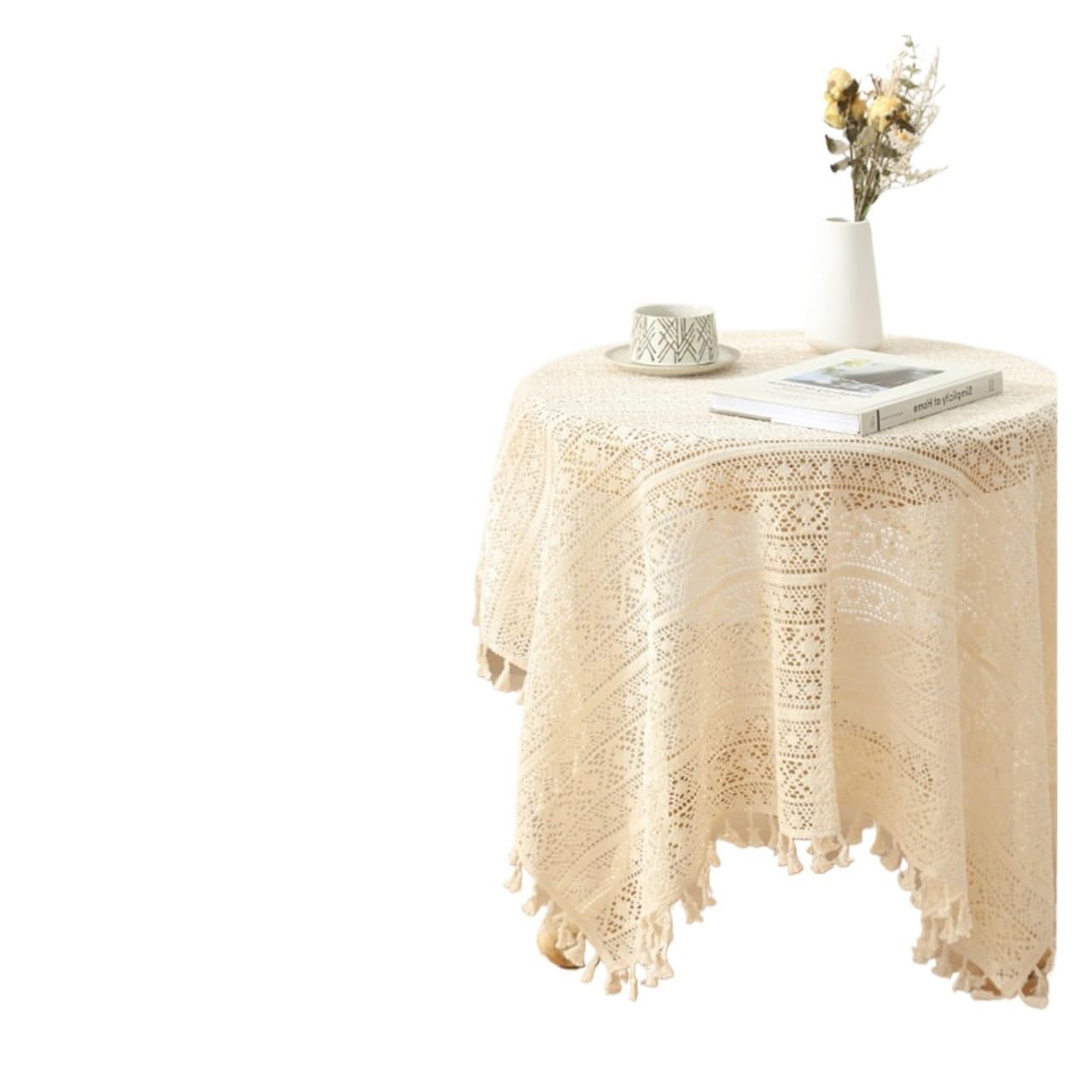 VIOLDHHJK Lace Tablecloth Vintage Handmade Crochet Tablecloth Macrame Lace Table Cloth Covers Rectangle For Kitchen Dinning Tabletop Party(Color 10,1Pc 100x140cm)