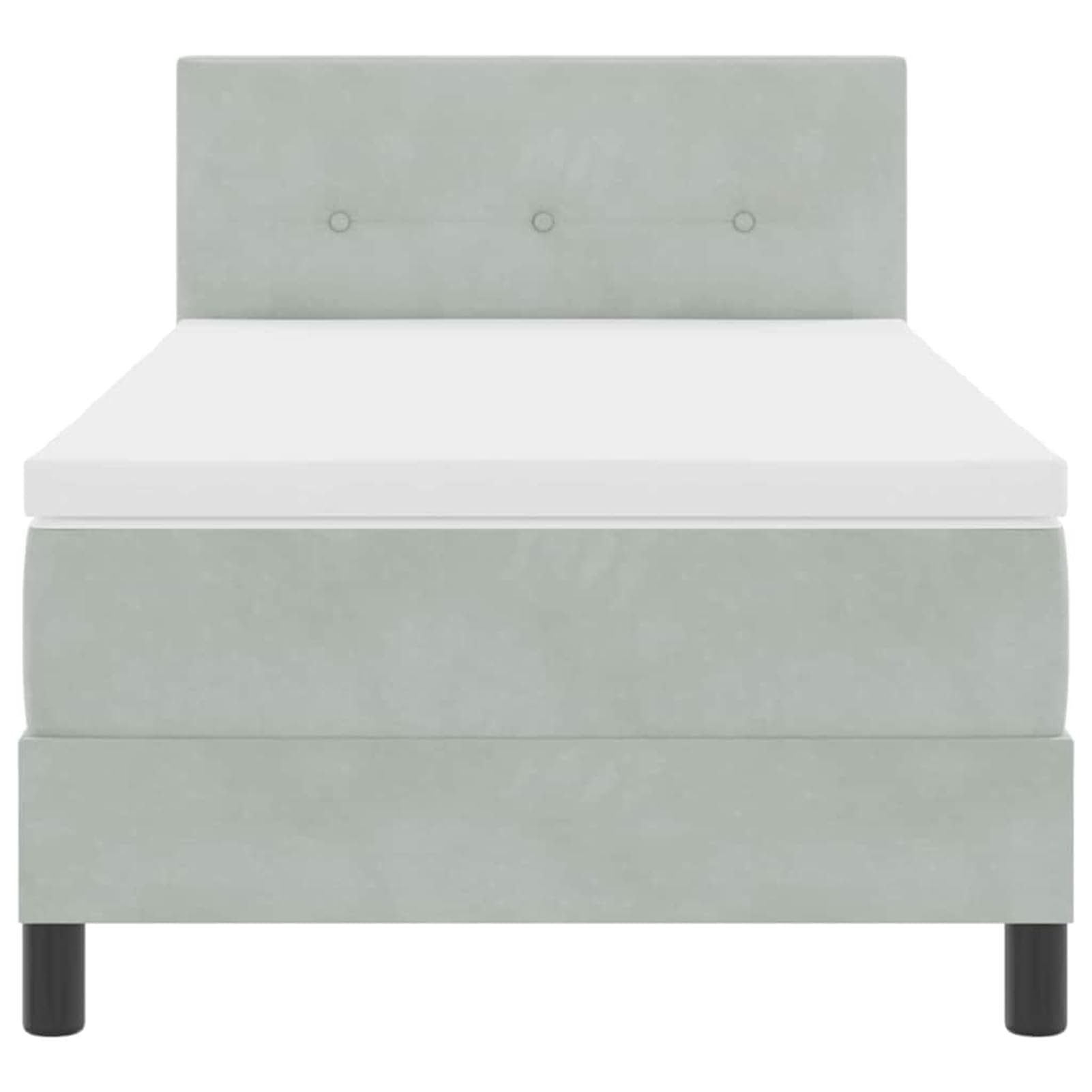 ATOMSTACK MAKER Cama con somier de 90 x 200 cm, color gris claro con cabecero ajustable y colchón de muelles ensacados – Moderna cama de terciopelo para dormitorio, lectura y relajación