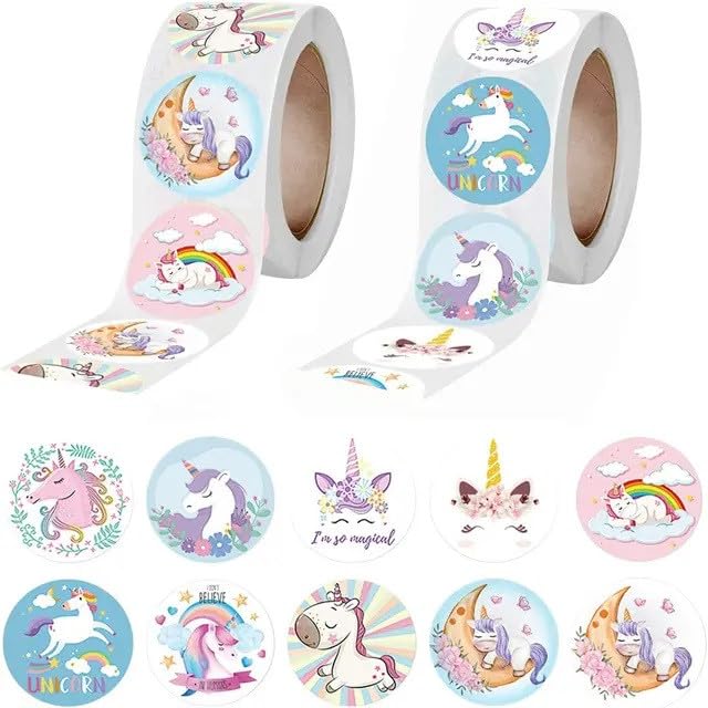 EZ LIVING Cartoon Unicorn Stickers Roll