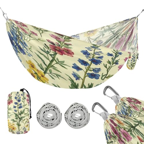 ATTX Foxgloves and Irises Camping Hammock - Lightweight & Portable Hammocks, Heavy Duty 330lbs Capacity for Indoor, Hiking, Backpacking, Travel, Backyard, Beach#29