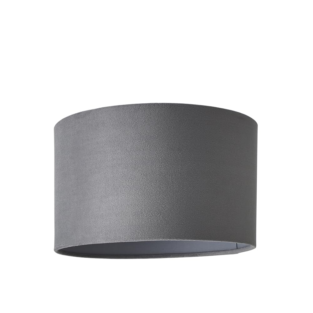 Minisun Grey | Modern Velvet Drum Light Shade | Lamp Shades, Home Décor & Improvement Essential Small