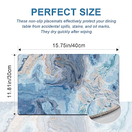Reizmet Marble Faux Leather Placemats Set of 4 - Heat Resistant Placemats for Dinner Table, Non-Slip Waterproof Oil-Proof Washable Reusable Placemat for Indoor Outdoor Kitchen Decor, 15.75In*11.81In by Reizmet - Used condition - Image 3