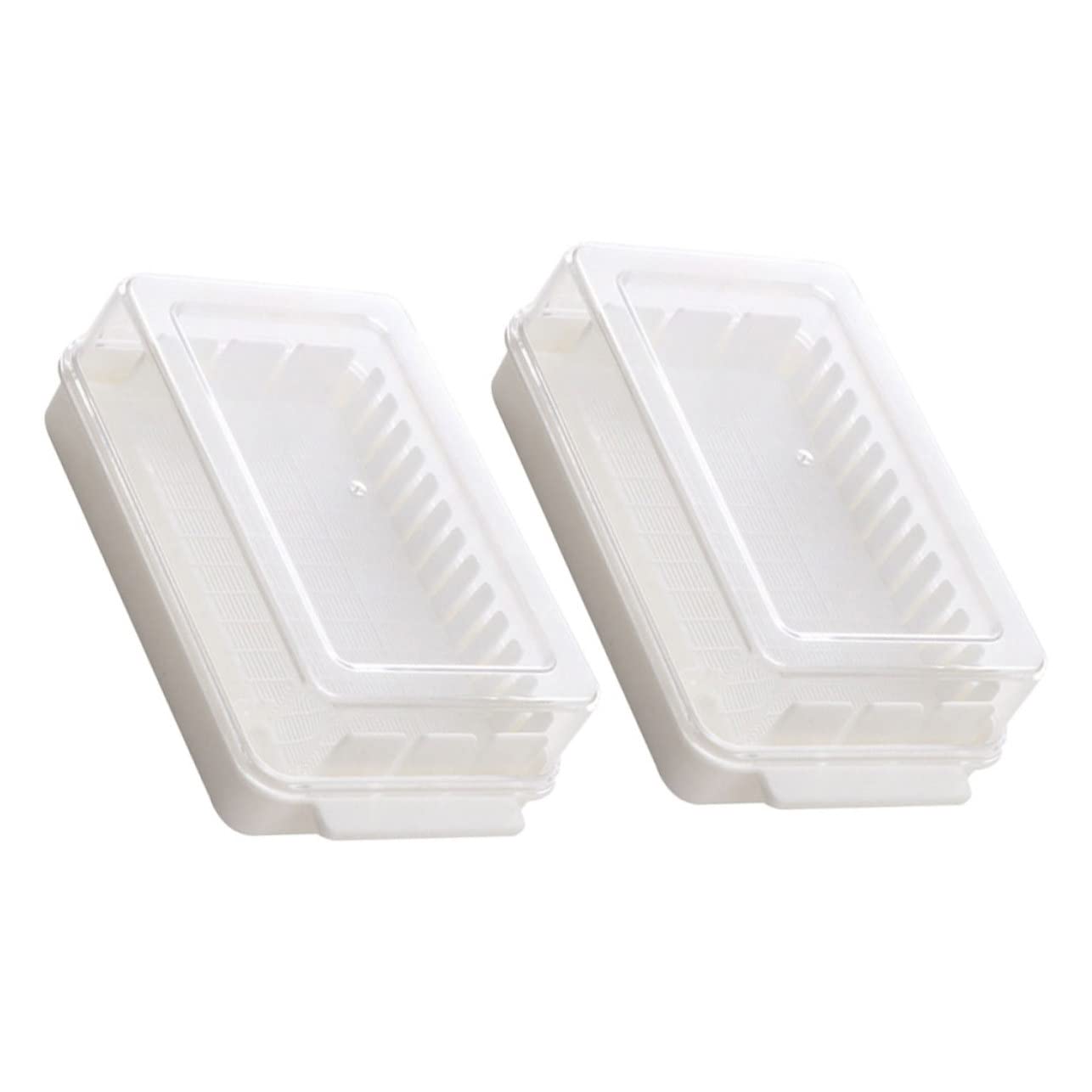 Garneck 2pcs Box Butter Cutting Box Butter Dish Dispenser Container Butter Keeper Mini Refrigerador Counter Tray Containers with Lids Butter Molds Food Containers Butter Container Pp White