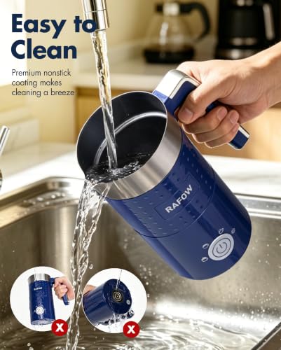 Image of Milk Frother Electric 4 in 1: 10oz /350 mL Large Capacity Electric Milk Steamer for Hot and Cold Milk Froth - Automatic Milk Frother & Warmer for Latte, Cappuccinos, Macchiato, Hot Chocolate-Blue