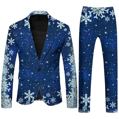 Costume de Noël homme 2 pièces veste slim fit imprimée pinstripe multicolore