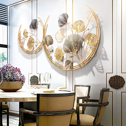 WJQQ 3D Wandbild Ginko aus Metall, Extravagante Kreative Metall Wanddekoration, Wandschmuck, Wanddeko, Wandverzierung, Deko-Objekt, 110 * 67 cm Cover