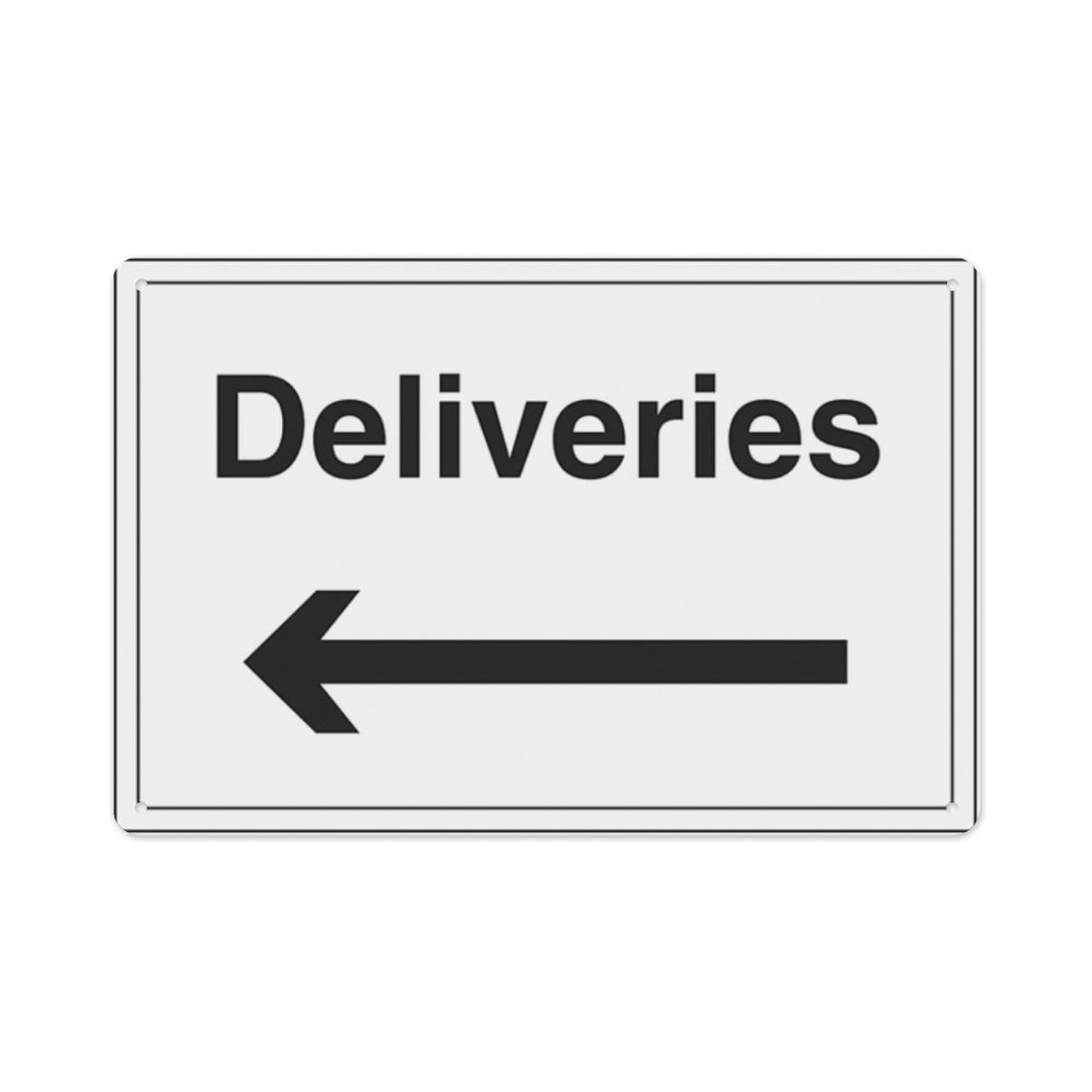 peiyeety Deliveries With Arrow Left Aluminum Tin Warning Signs For Home Outdoor Garden 12X16 Inches