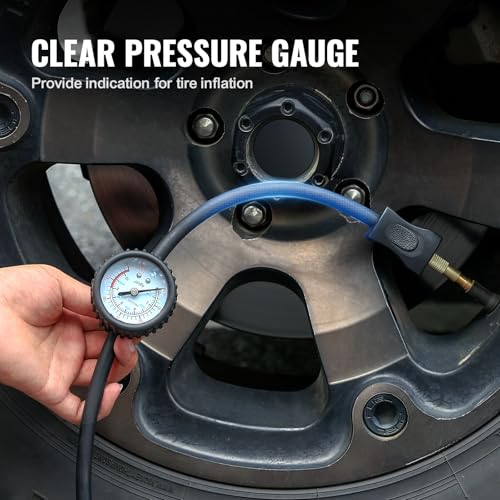 Image of VEVOR 12V Portable Tire Inflator, 7.06CFM Heavy Duty Air Compressor, 150PSI Offroad Air Pump with Adapters for Car SUV RV Truck - Include 6.5FT Power Cord, 26FT Air Hose with Pressure Gauge, Carry Bag