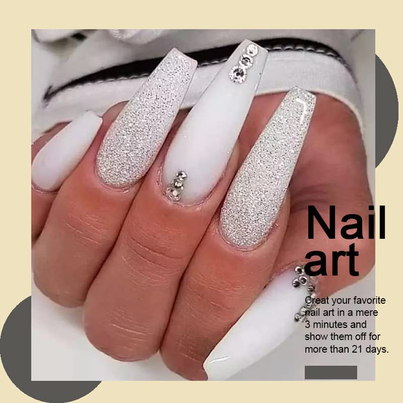 Miniatura 8 de Arte Clavo Esmalte de uñas de gel, 1 unidad de 0.5 fl oz, color blanco puro lechoso, juego de esmalte de gel semipermanente para remojar con luz LED
