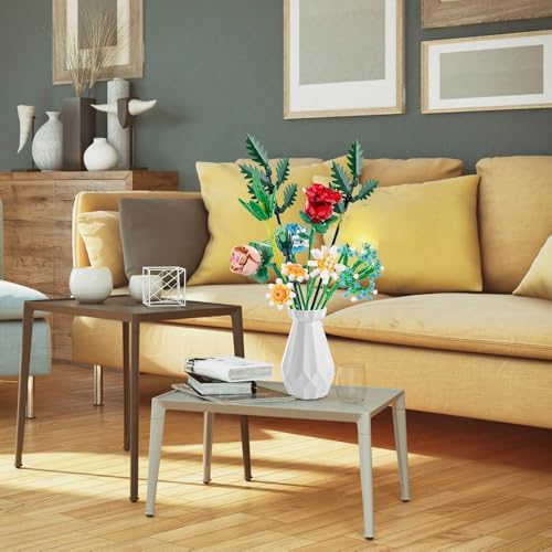 Bloques de construcción de ramo de flores con jarrón modular estable 3