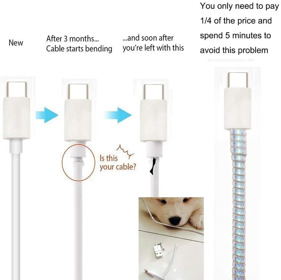 Image of Spiral Cable Protector, 150cm Plastic Cord Organizer for Charging Cables, Headphone and Charger Wire Protection Cover, Universal Device Compatible (Jet Black)