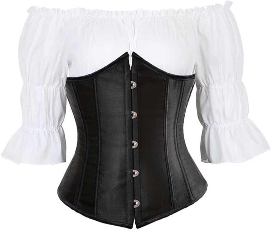 Bustino In Pelle Steampunk Donna | Corsetto Con Catene E Cerniera | Costume Gotico E Burlesque - Foto 8