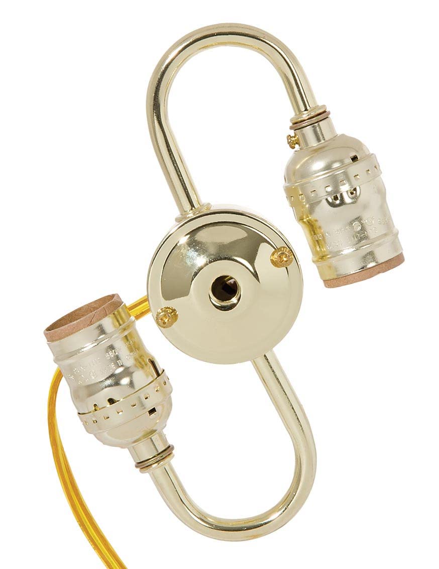 B&P Lamp® 2 Light Wired Lamp Cluster with Keyless Medium Base E26 Sockets, Brass Plated Finish