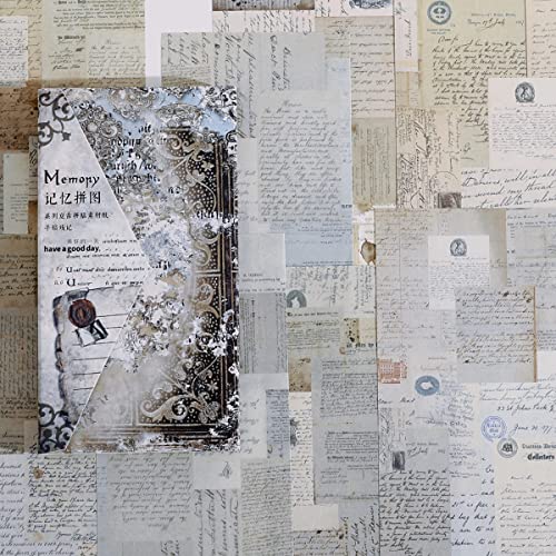 コラージュ素材 Rickton 60枚 紙素材 レトロ コラージュペーパー 古風 クラシック 懐古 デザインペーパー ヴィンテージ 手帳素材パック パラフィン紙 ジャンクジャーナル 古書 60枚セット