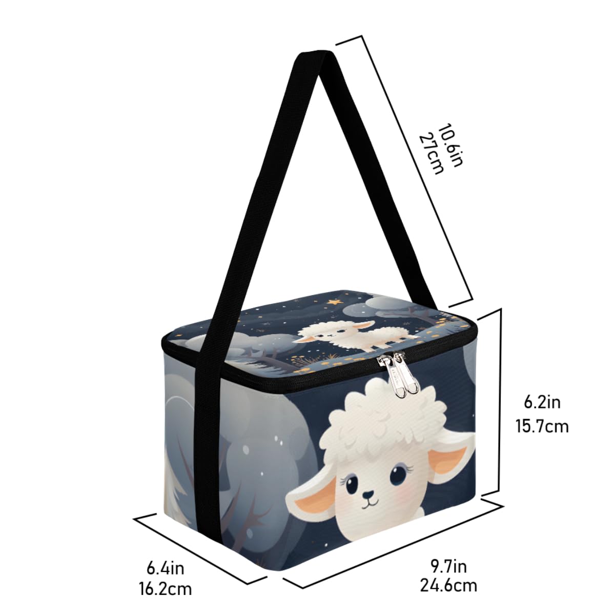 GzLeyigou Lunch Bags for Women Men 9 Cans,Night Alpaca Hot & Cold Food Delivery Bag Insulated Grocery Bag Insulated Lunch Box Cute Alpaca Cooler Bag for Office Work Picnic Beach