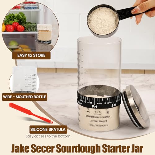 Jakesecer 44oz Sourdough Starter Jar Kit Glass, Wide