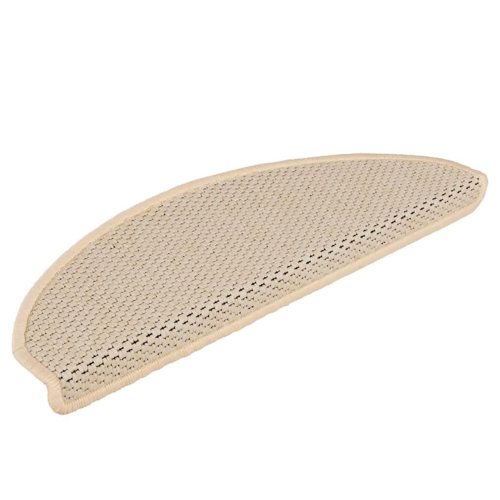 vidaXL Tapis d'Escalier Autocollants Aspect Sisal 15 pcs, Moquettes de Marches, Protections d'Escalier, Tapis de Marche, Berbère 65x21x4 cm