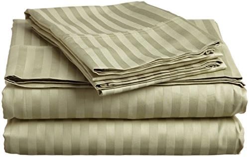 BELLA KLINE DESIGN Deluxe 4pc Striped Full Bed Sheets Set, SAGE Green