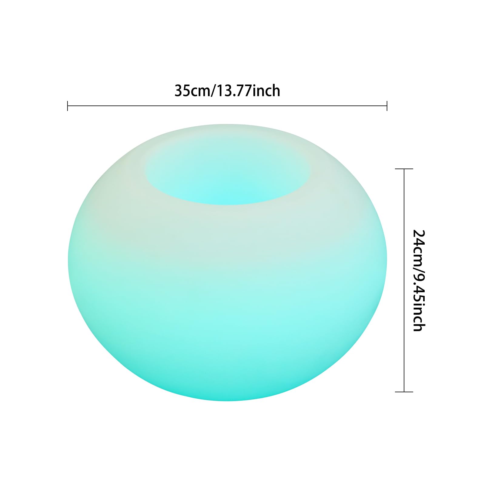 Vaso da fiori a LED, 35 x 24 cm, moderno, rotondo, illuminato, con telecomando, per balconi, bar, matrimoni, camere da letto