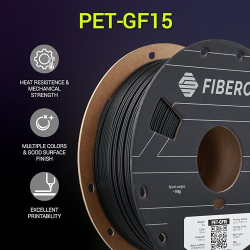 Image of Polymaker Fiberon Black PET-GF15 3D Printer Filament 1.75mm 1KG, 15% Glass Fiber Reinforced, High Strength & Heat Resistance, Ideal for Automotive, Industrial & Functional Parts, AMS Compatible