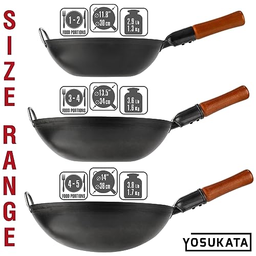 Wok de acero al carbono YOSUKATA 13,5 pulgadas con utensilios miniatura 6