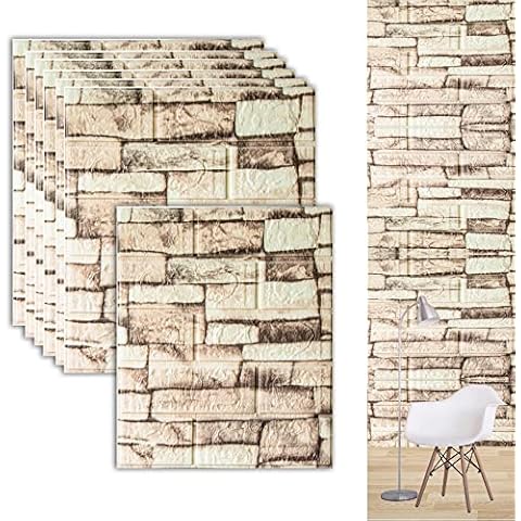 40PCS 3D Wall Panels Peel and Stick Wall Tiles,Brick Wallpaper Peel and Stick,3D Wallpaper,Wall Panels for Interior Wall Decor,Bedroom,Living Room,Kitchen,Self-Adhesive (Rock White) Cover