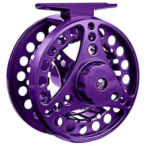 FANGBLUE Fly Fishing Reel Aluminum Alloy 5/6 WT Large Arbor 2+1BB Interchangeable for Saltwater and Freshwater Fly Wheel 5/6 WT (Purple) Cover