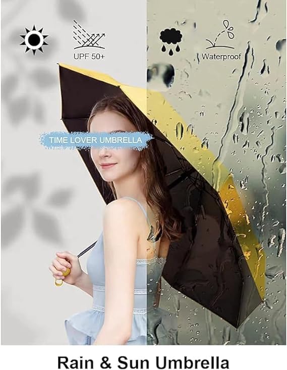 Image of SNKR ESSENTIALS HEMOVIA Mini Umbrella with Case for Men & Women (Manual Open) Compact Travelling Umbrella, Polyester & UV Protection Fabric for Summer Use in Rain & Summer- 6 Frame