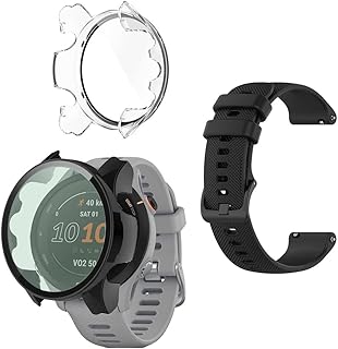 Watch Case Compatible for Garmin Forerunner 255s / Forerunner 255s Music, Case with Screen Protector [Tempered Black