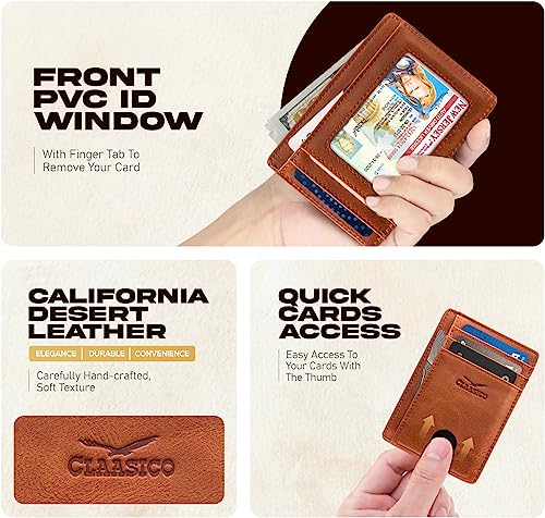 Claasico Front Pocket Small Mens Wallet RFID Blocking Genuine Leather Credit Card Holder3