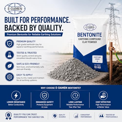 Image of Bentonite Earthing Compound Clay Powder 10 Kg - Earthing Grade Bentonite Powder for Electrical Grounding Pits Piling Grade Compound Yellow Clay Low Resistance Electrical Earthing Material