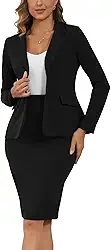 Conjunto de saia de terno feminino de 2 peças, terno formal para escritório executivo, blazer peplum, jaqueta, midi e saia lápis