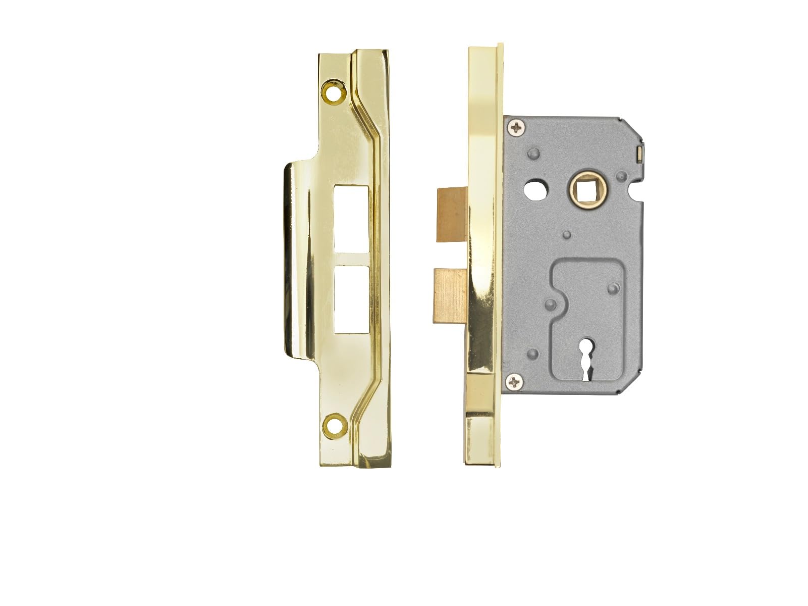 Kooples Hardware Easi-T Residential 2 Lever Sashlock Rebated – Internal Door Mortice Lock with Rebate Kit – Ideal for Double Wooden Doors (Electro Brass, 64mm)
