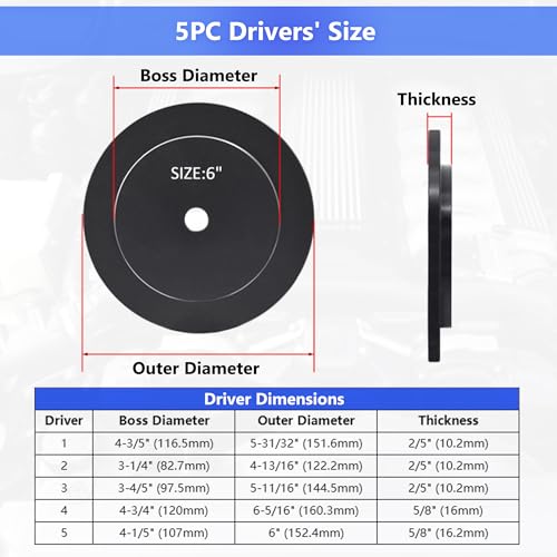 Image of Truck Hub Seal Installer Kit, 4-13 /16 inch to 6-5 /16 inch Large Race and Heavy Duty Seal Drivers for Class 7 & Class 8 Trucks