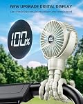 Portable Stroller Fan, Mini Baby Fan Clip on Fan, LED Display, 360° Rotate Flexible Tripod, Rechargeable Small Personal Handheld Fan Cooling Desk Fan for Car Seat Crib Treadmill Travel, Beige