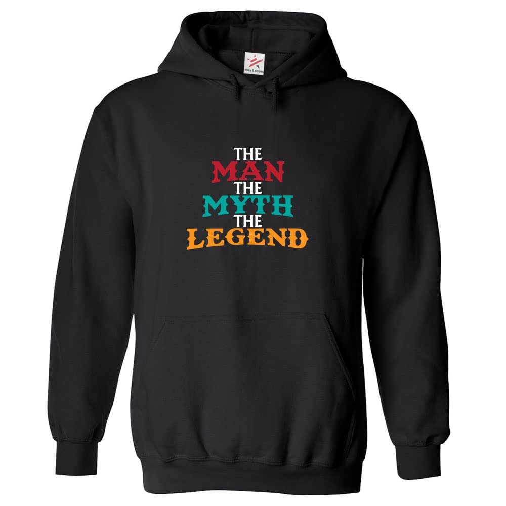 Stars and Stripes The Man The Myth The Legend Classic Unisex Adults Pullover Hoodie (XXL, Black)
