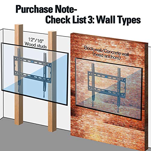 Mounting Dream TV Mount Fixed for 32-55 Inch LED, LCD and Plasma TV, TV Wall Mount Bracket up to VESA 400x400mm and 100 LBS Loading Capacity, Low Profile and Space Saving MD2361-K