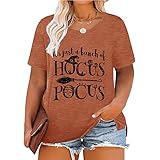 Halloween Shirt for Women Plus Size Funny Graphic Basic Witch Tops Casual T-Shirts Fall Hocus Pocus Shirts Tee