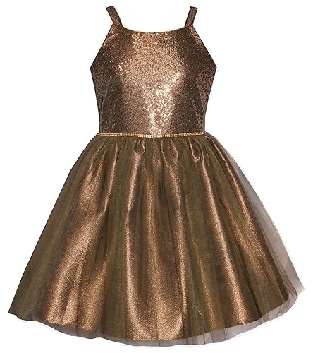 Bonnie Jean Girls 7-16 Bronze Sequins Ballerina Party Dress