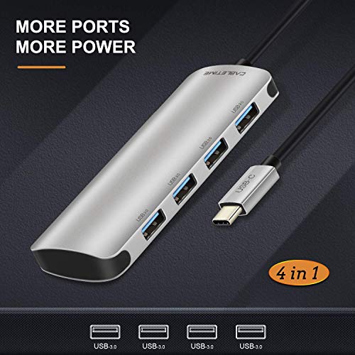 Image of Tobo Type C to 4 Port USB Port 3.0 Portable Data Hub Compatible with Mac-Book Pro USB Flash Drives and Other Type c Devices.