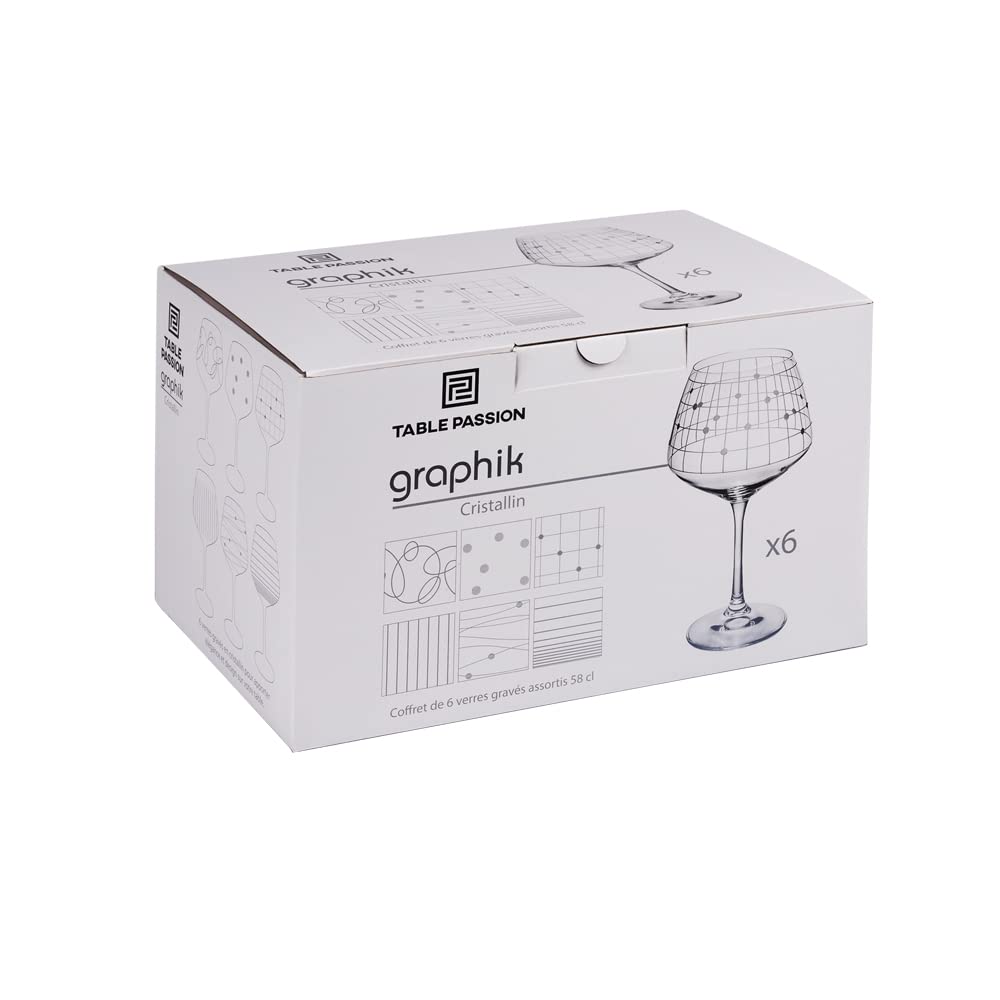 Table Passion - Coffret de 6 verres à pied dégustation Graphik 58 cl