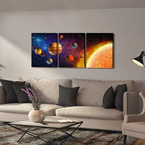 Outer Space Canvas Wall Art Planet Posters & Prints Artwork Abstract Universe Paintings Wall Decorations For Kids Room Stretched Canvas Picture For Living Room Bedroom Home Office Decor #TOP2