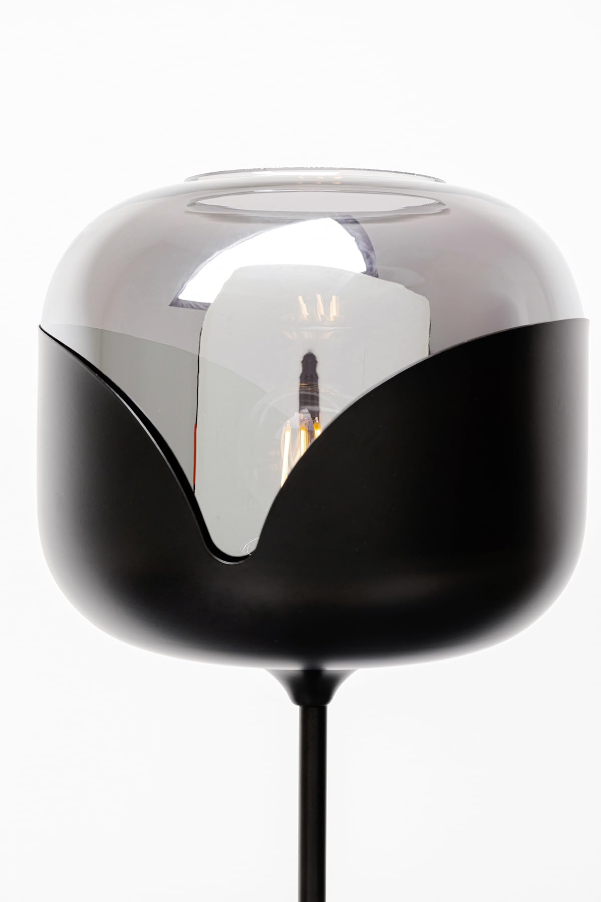 Kare Design Stehleuchte Smoke Goblet Ball, Schwarz/Grau, Stehlampe, Stahlgestell, Glas Schirm, Wohnzimmer, Schlafzimmer, Leuchtmittel nicht inklusive, 160x25x25 cm