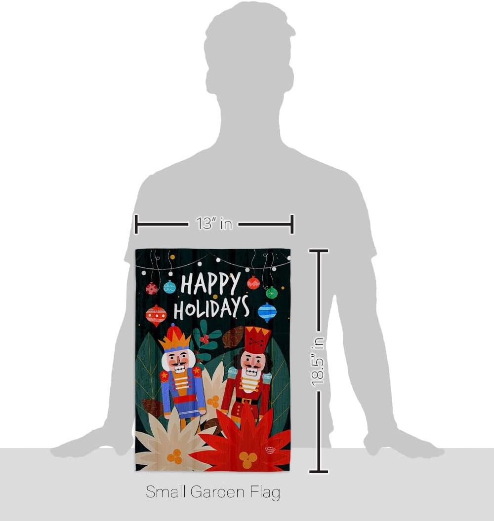 Holidays Nutcracker Garden Flag Winter Christmas Santa Marry Xmas Present Reindeer Season Wintertime Snow House Decoration Banner Small Yard Gift Double-Sided, Made in USA
